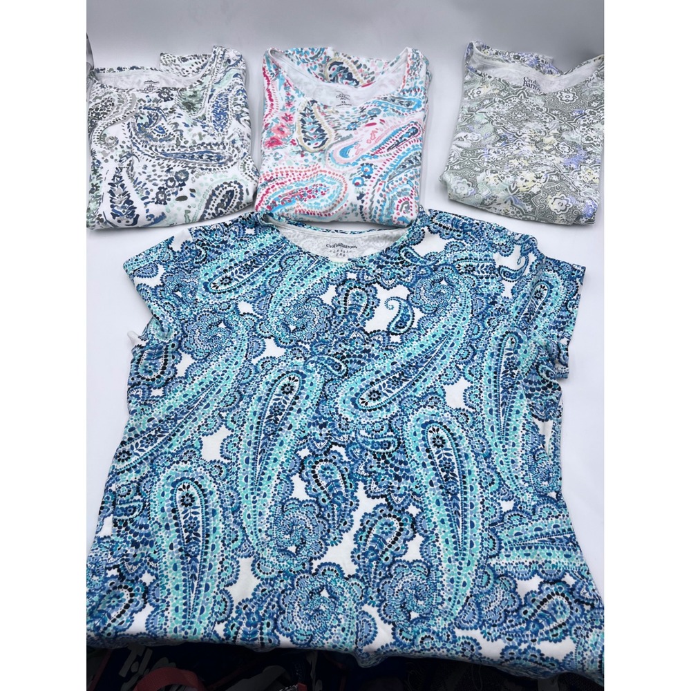 Croft & Barrow Womens Classic Tee Lot of 4 Paisley Medallion Short Sleeve XL